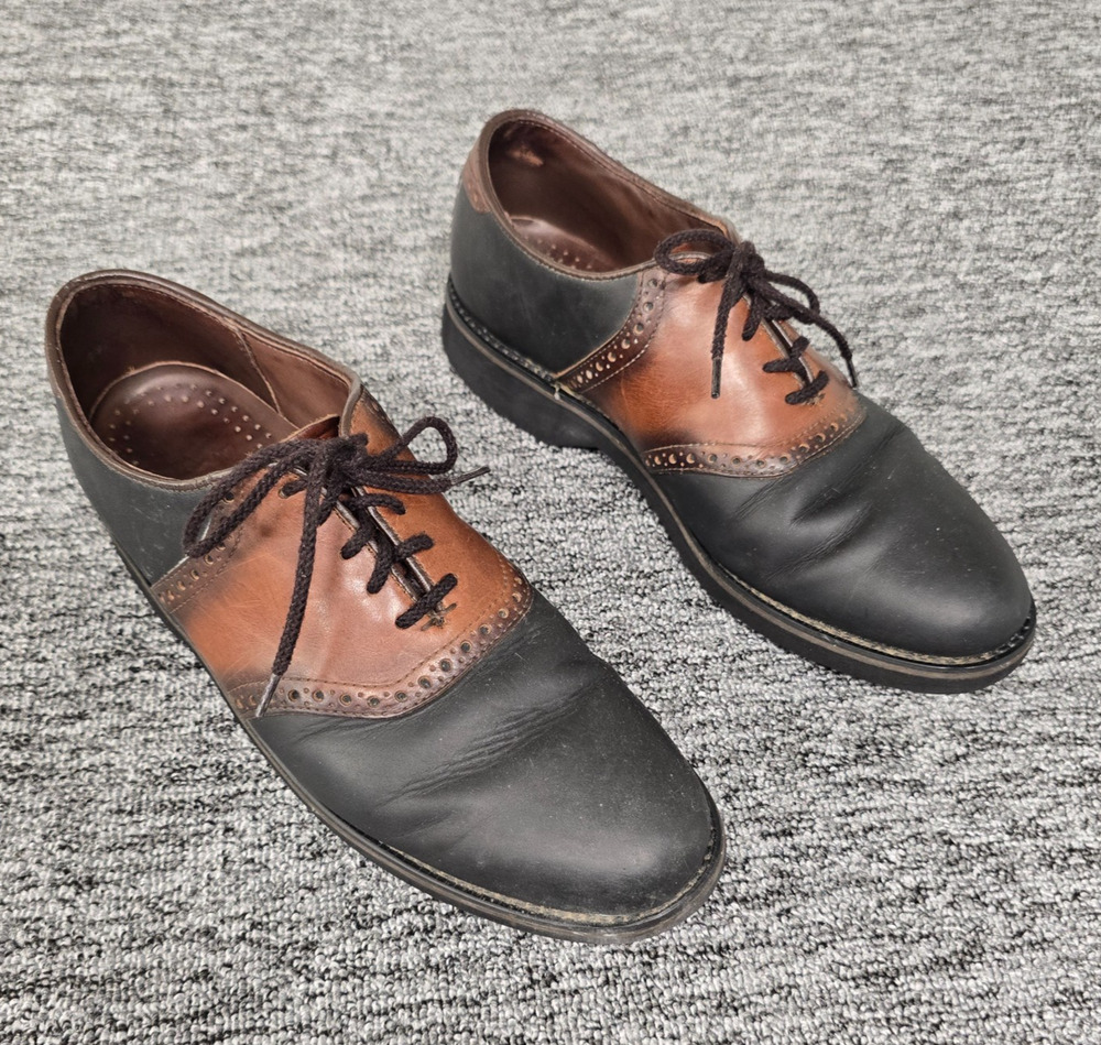 Vintage Dexter Men Saddle Shoes Size 9.5 D Two Tone Leather Brogue Oxfords USA